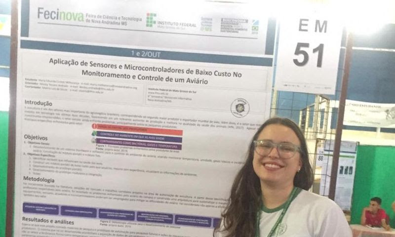 Maria Eduarda participou da edi&ccedil;&atilde;o 2019 da Feira de Ci&ecirc;ncia e Tecnologia de Nova Andradina (Fecinova) - Foto: Divulga&ccedil;&atilde;o